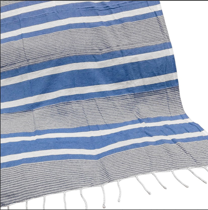 Πετσέτα Θαλάσσης Pestemal Βαμβακερή Blue 90x180εκ. Summer tiempo 42-3368 (Ύφασμα: Βαμβάκι 100%, Χρώμα: Μπλε) - SUMMER tiempo - 42-3368-blue
